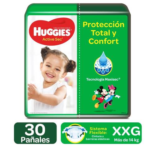 Panal Huggies Active Sec Talla Xxg Pqte X 30 Und