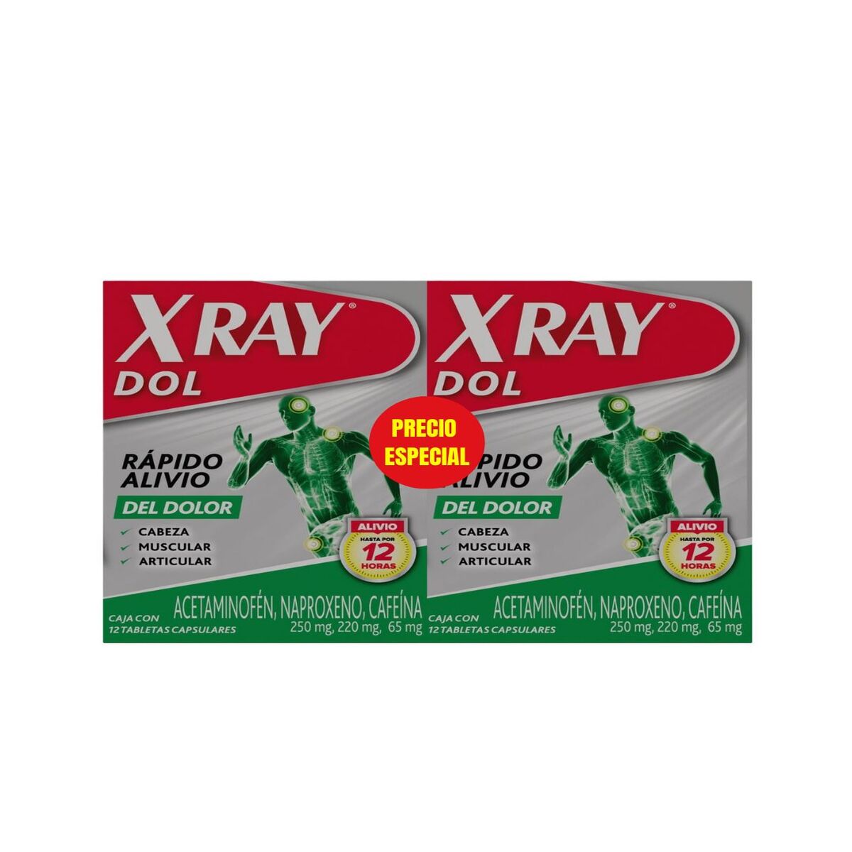 Xray Dol Acetaminofen/cafeina/naproxeno X 12 Tab (2) Oferta Precios Especial