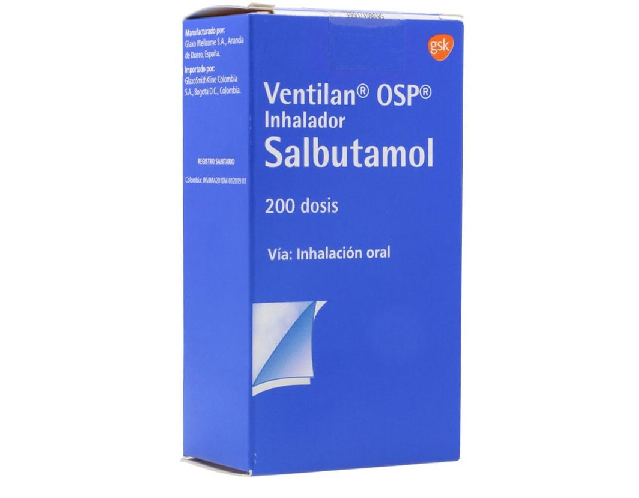 Ventilan Osp Salbutamol 100 Mcg Inhalador X 200 Dosis