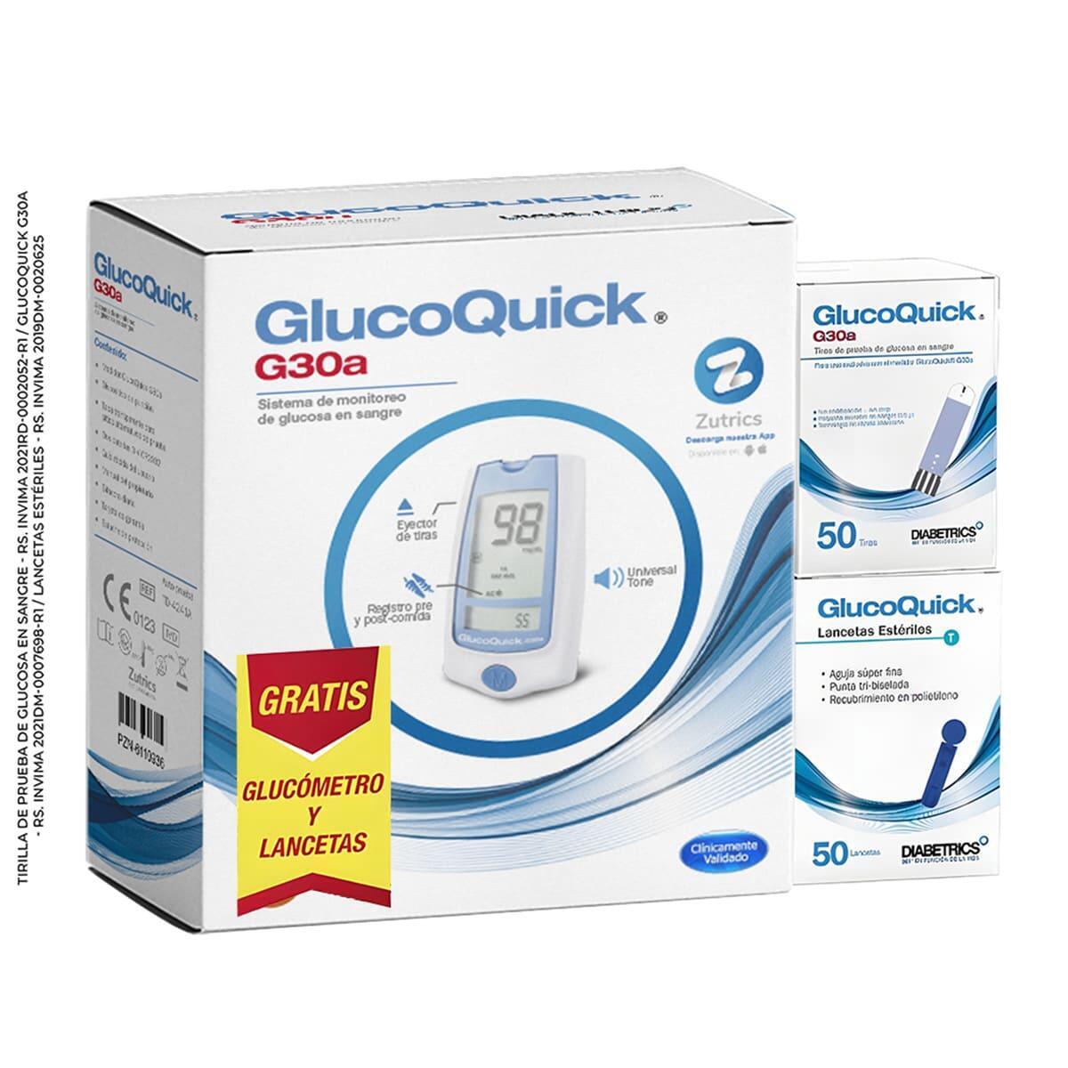 Tira Glucoquick X 50 Und Gratis Glucometro G30a Gratis Lancetas Glucoquick X 50 Und