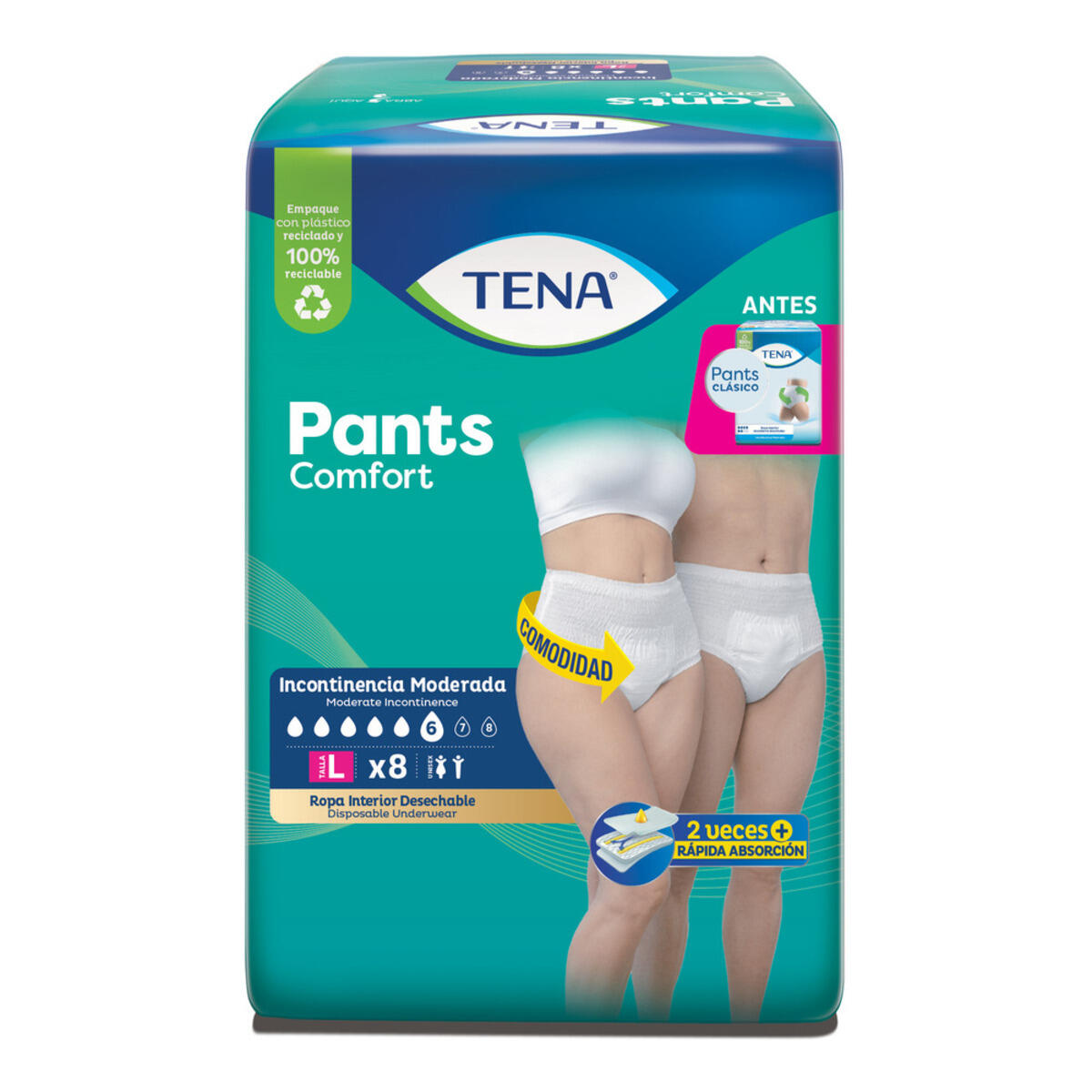 Tena Pants Clasico Talla L X 8 Und
