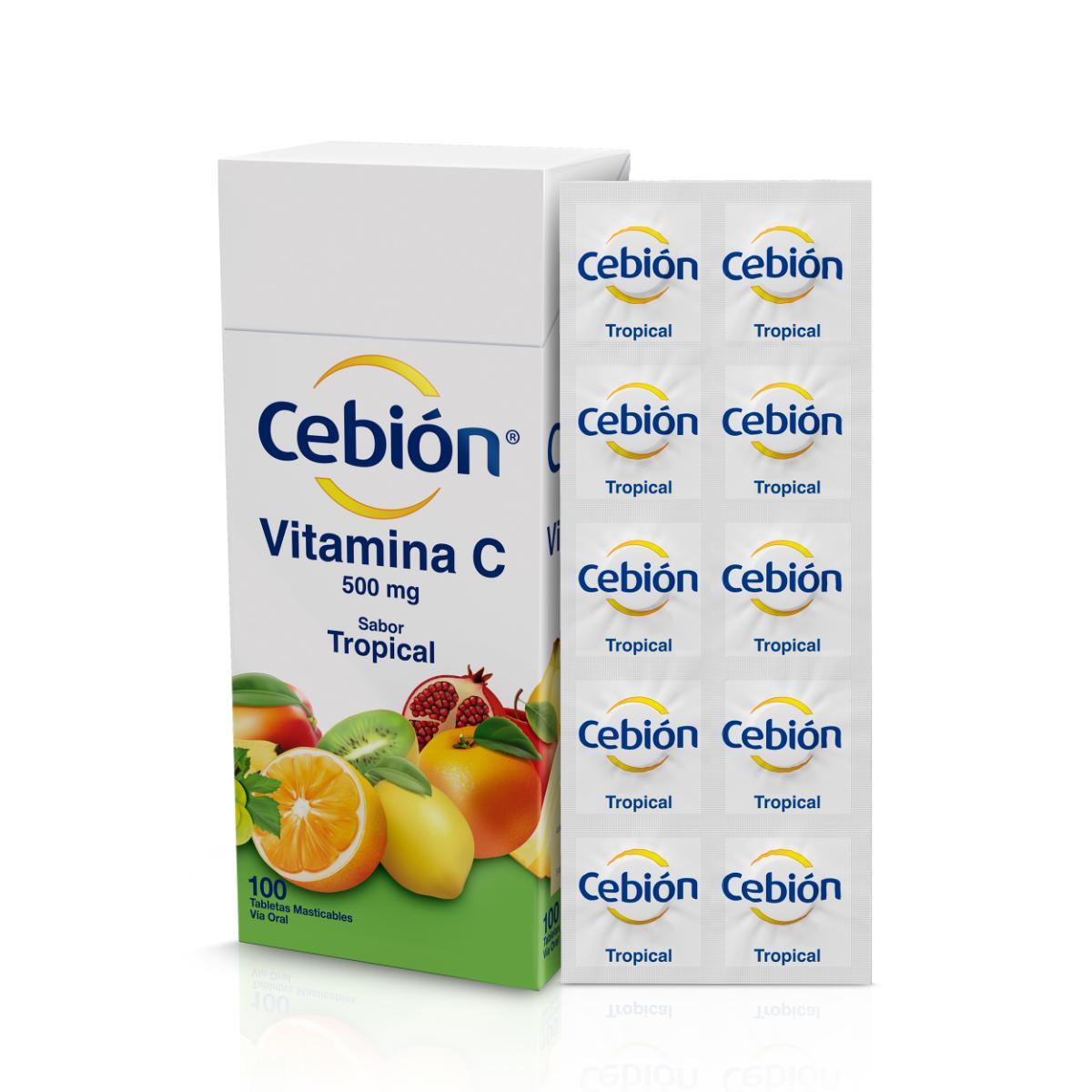 Cebion Vitamina C 500 Mg Tropical X 100 Tabl Masticable