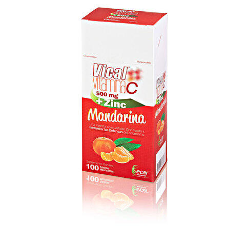 Vical Vitamina C + Zinc Mandarina X 100 Tabl Masticable