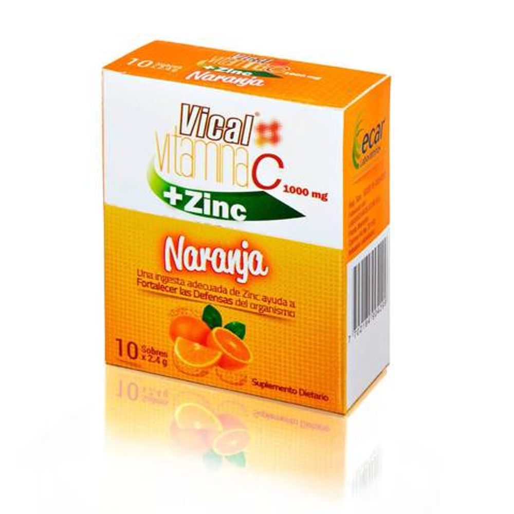 Vitamina C Zinc Polvo Vical Naranja Caja X 10 Sobres Unidrogas