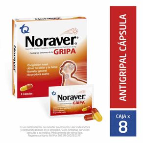 Noraver Gripa Ibuprofeno/cetirizina/fenilefrina X 8 Tabl