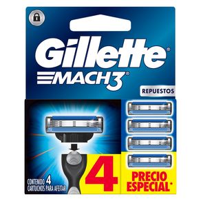 Repuesto Maquina Afeitar Gillette Mach 3 X 4 Cartuchos