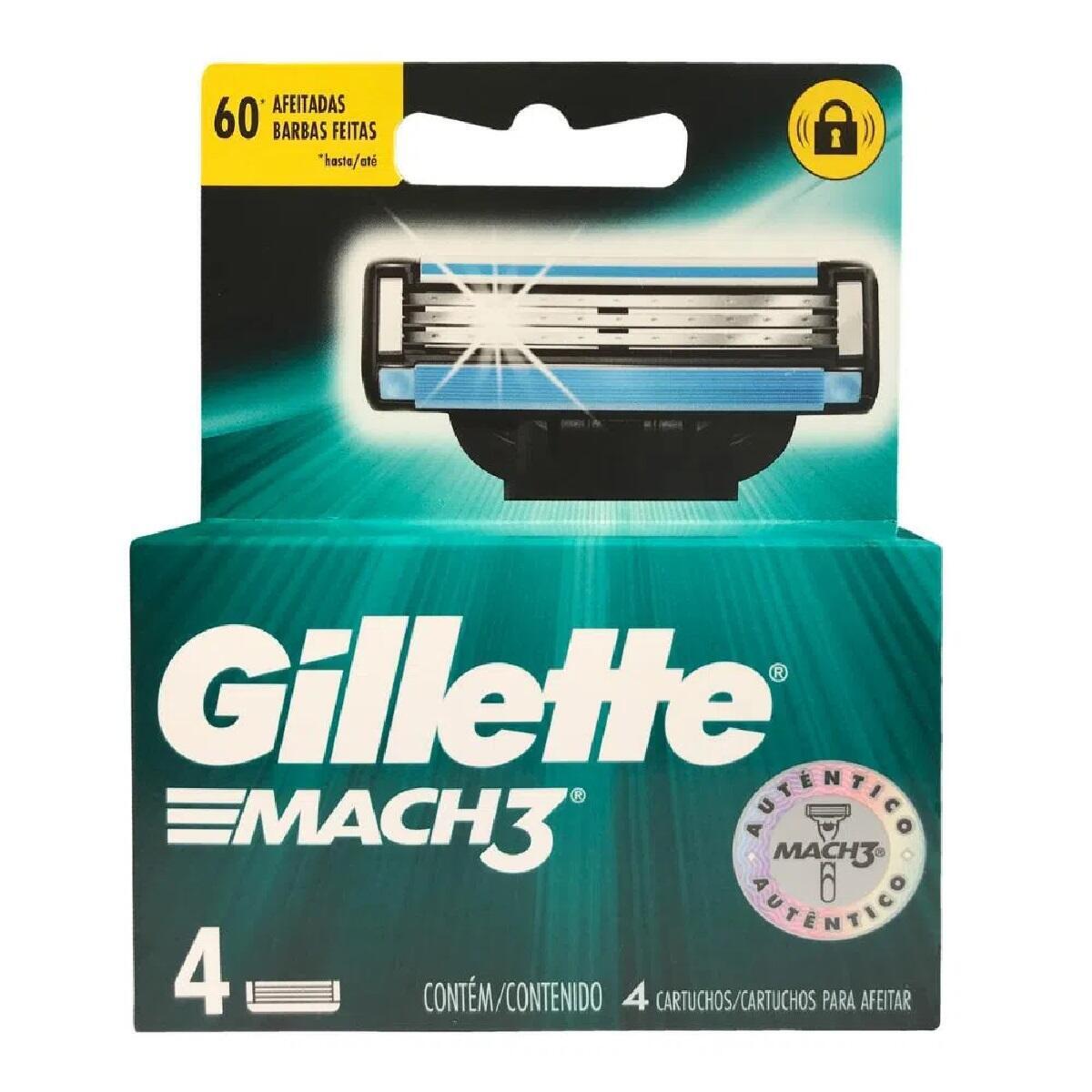 Repuesto Maquina Afeitar Gillette Mach 3 X 4 Cartuchos