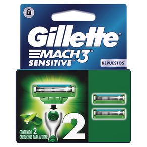Repuesto Maquina Afeitar Gillette Mach 3 Sensitive X 2 Cartuchos