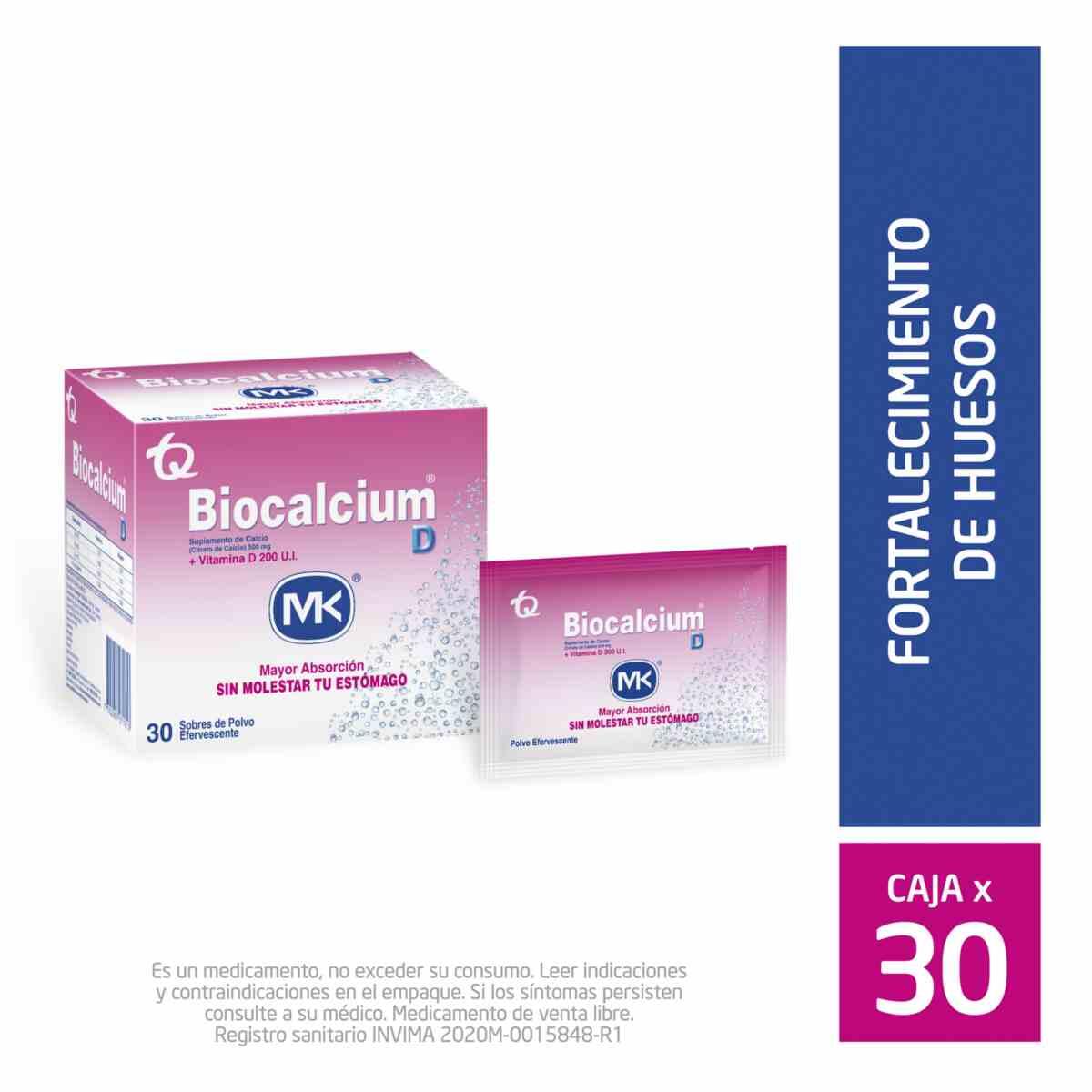 Biocalcium D Calcio/vitamina D 500 Mg/200 Ui X 30 Sobres