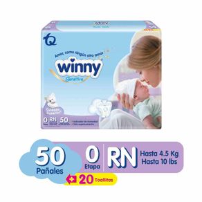 Panal Winny Sensitive Talla Rn/0 X 50 Und Gratis Toallas Humedas