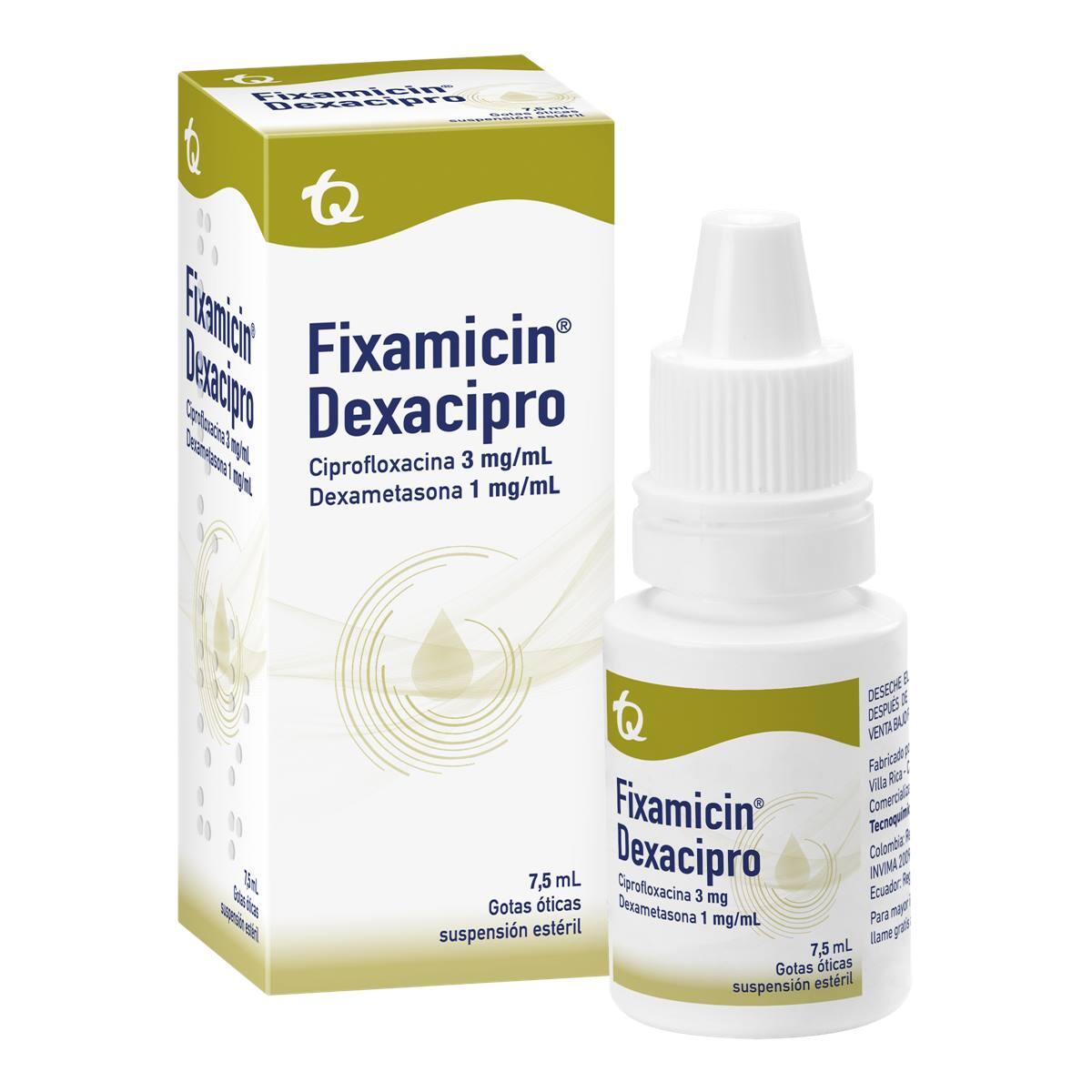 Fixamicin Dexacipro Ciprofloxacina/dexametasona 3/1 Mg Otico X 7.5 Ml
