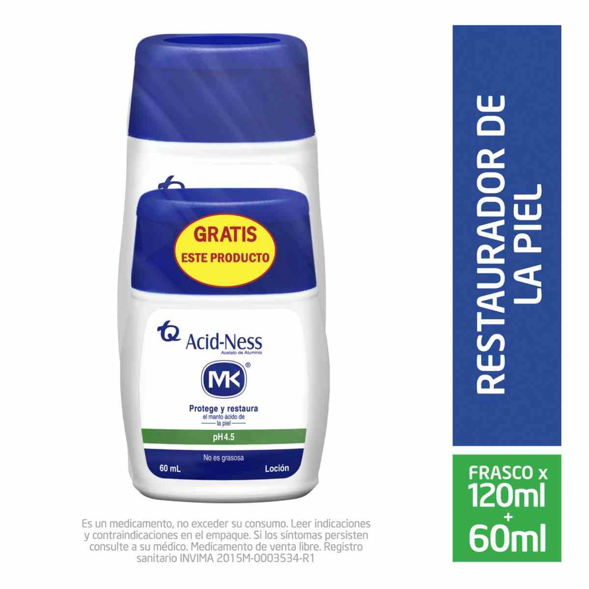 Acid-ness Acetato De Aluminio Locion X 120 Ml Gratis X 60 Ml