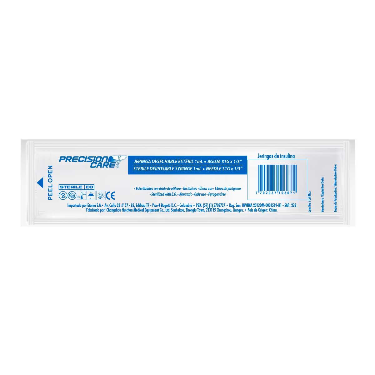 Jeringa Insulina 1 Ml 31g X 1/3