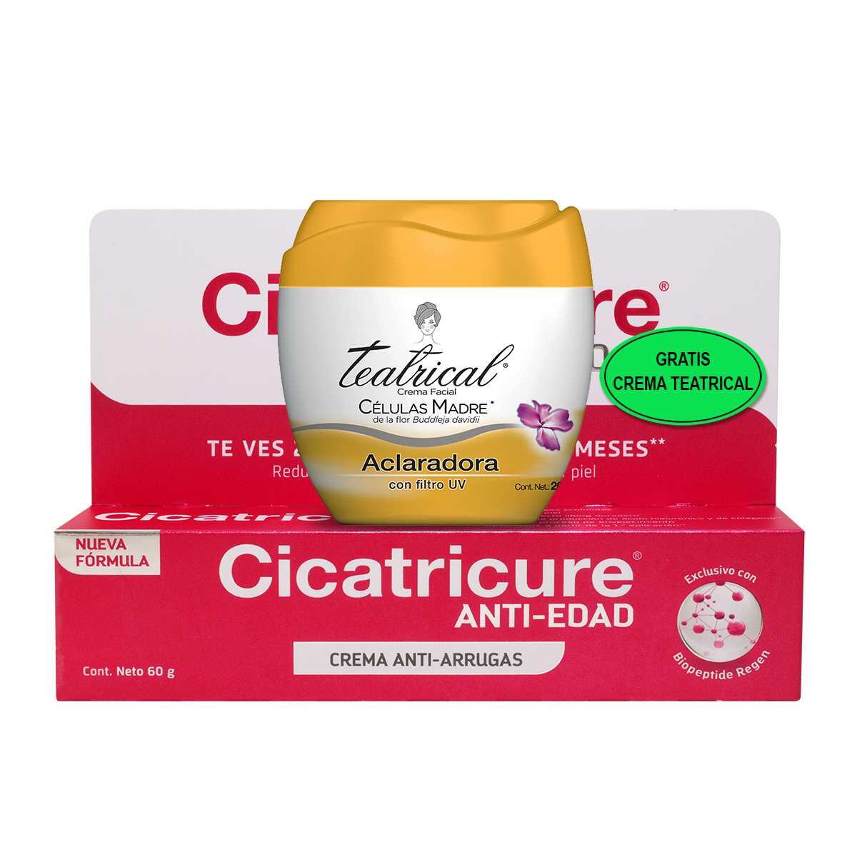 Cicatricure Crema Antiarrugas X 60 Gr Gratis Teatrical Aclaradora X 100 Gr