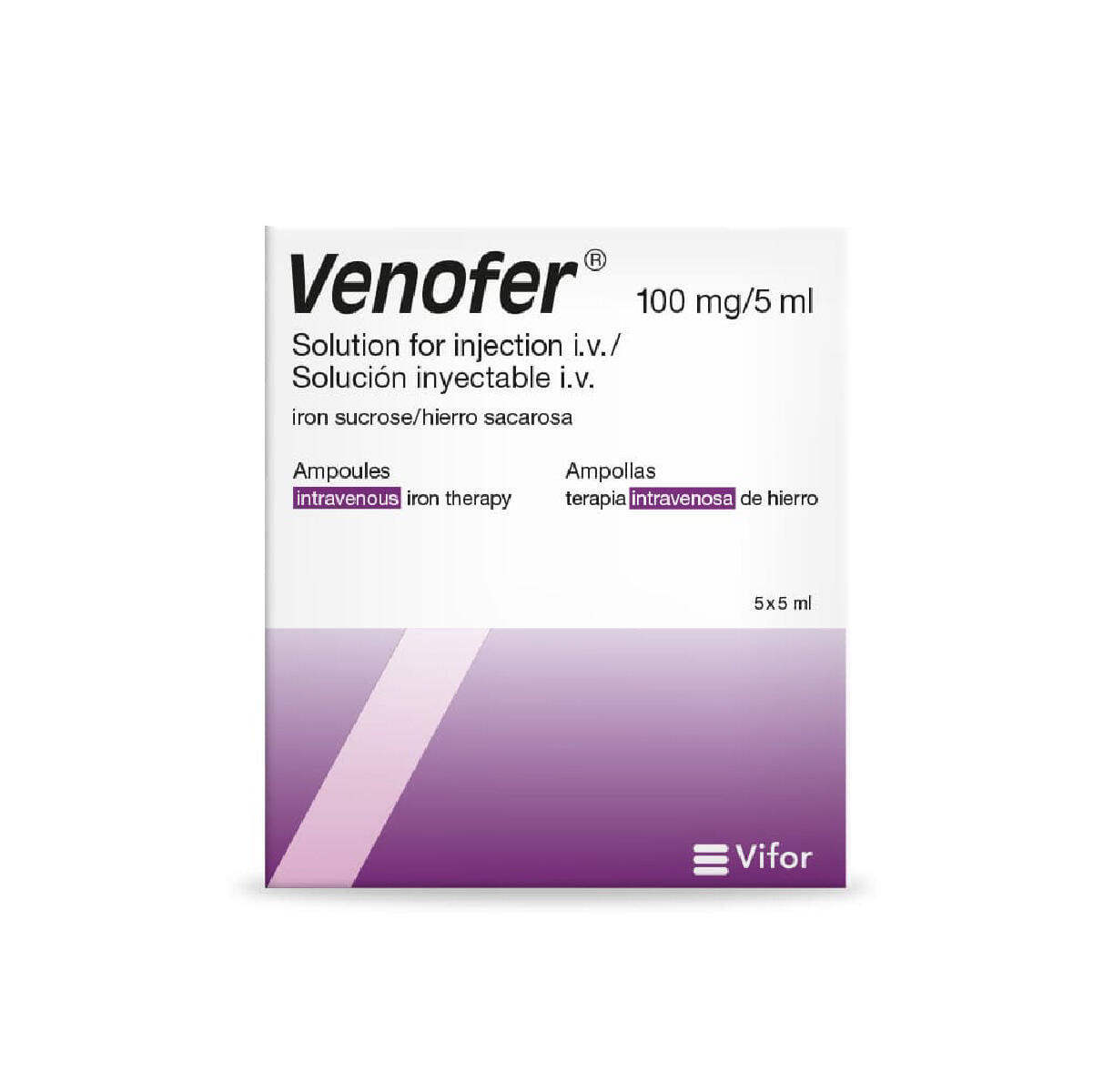 Venofer Sacarato De Hierro 100 Mg/5 Ml X 5 Amp