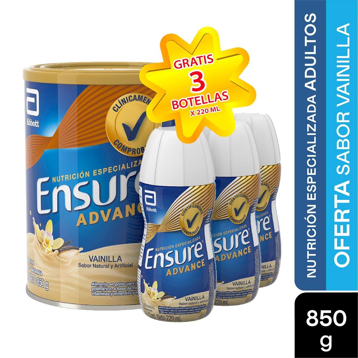 Ensure Advance Polvo Vainilla X 850 Gr Gratis 3 Ensure Advance X 220 Ml