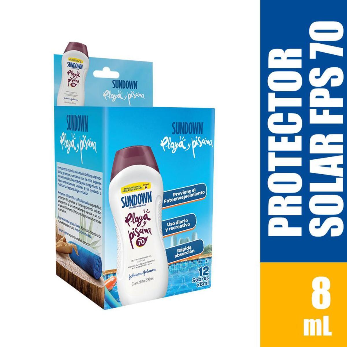 Protector Solar Sundown Playa Y Piscina Spf 70 X 12 Sobres