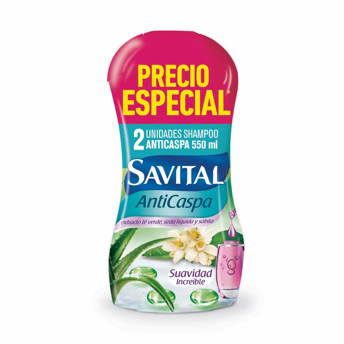 Shampoo Savital Anticaspa Te Verde Y Sabila X 550 Ml X 2 Und Precio Especial