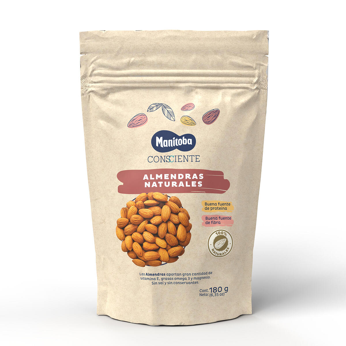 Manitoba Consciente Almendras Naturales X 180 Gr