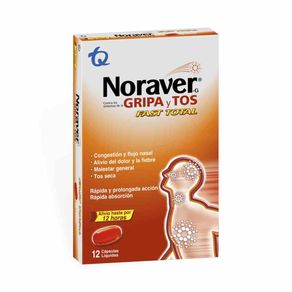 Noraver Gripa Fast Total Ibuprofeno/levocetirizina/fenilefrina X 12 Cap