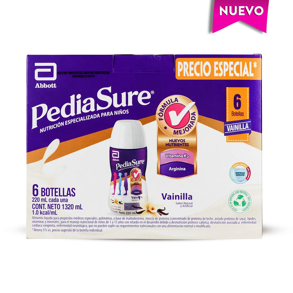 Pediasure Liquido Vainilla X 220 Ml Pack X 6 Und Precio Especial