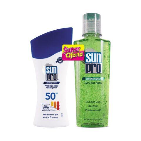Protector Solar Sunpro Spf 50 X 120 Ml + Gel Aloe Vera X 200 Ml Super Oferta