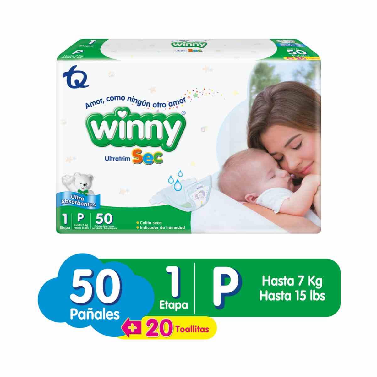 Panal Winny Ultratrim Sec Talla P/1 X 50 Und Gratis Toallas Humedas