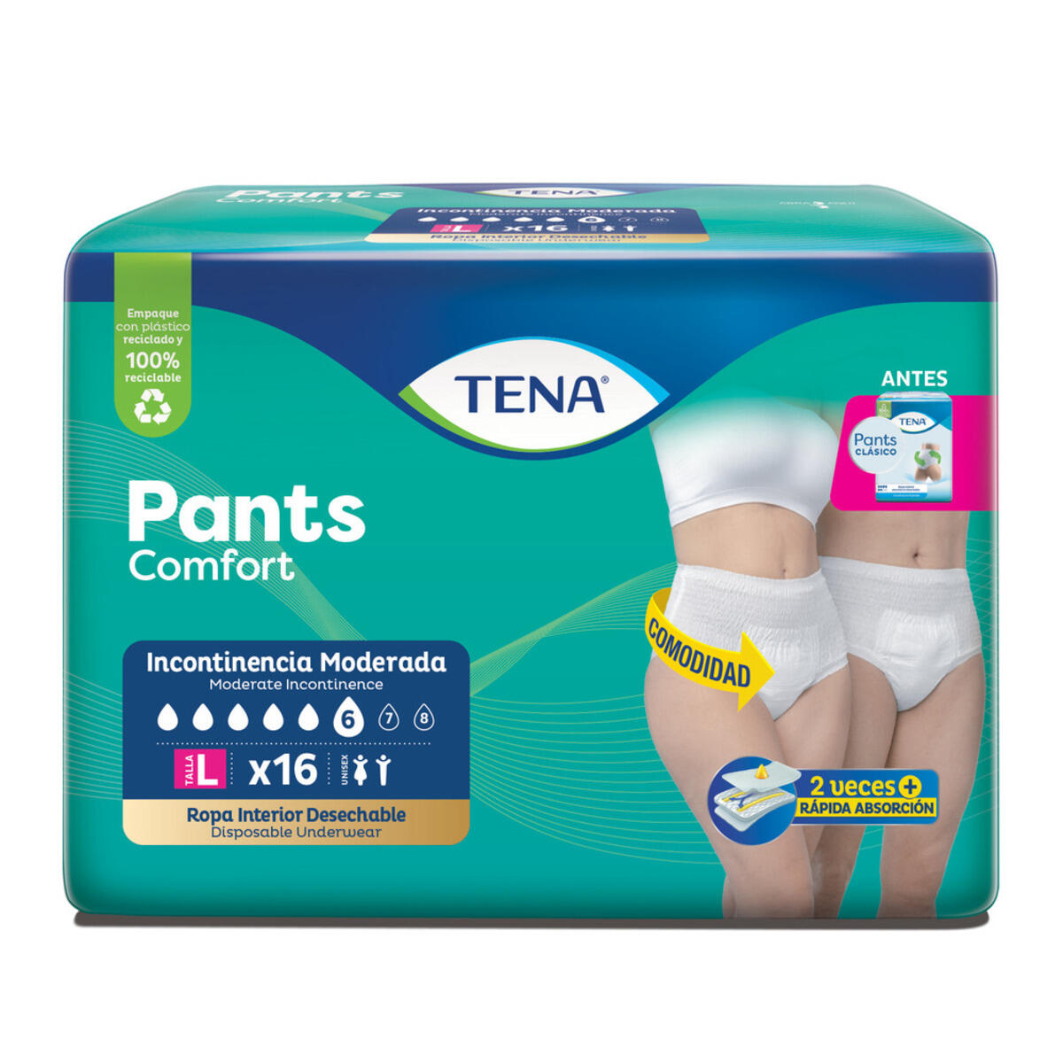 Tena Pants Clasico Talla L X 16 Und
