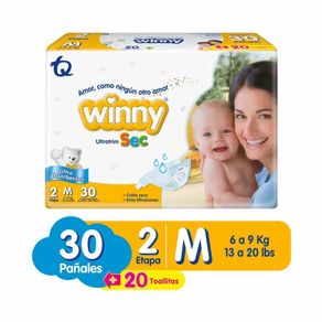 Panal Winny Ultratrim Sec Talla M/2 X 30 Und Gratis Toallas Humedas