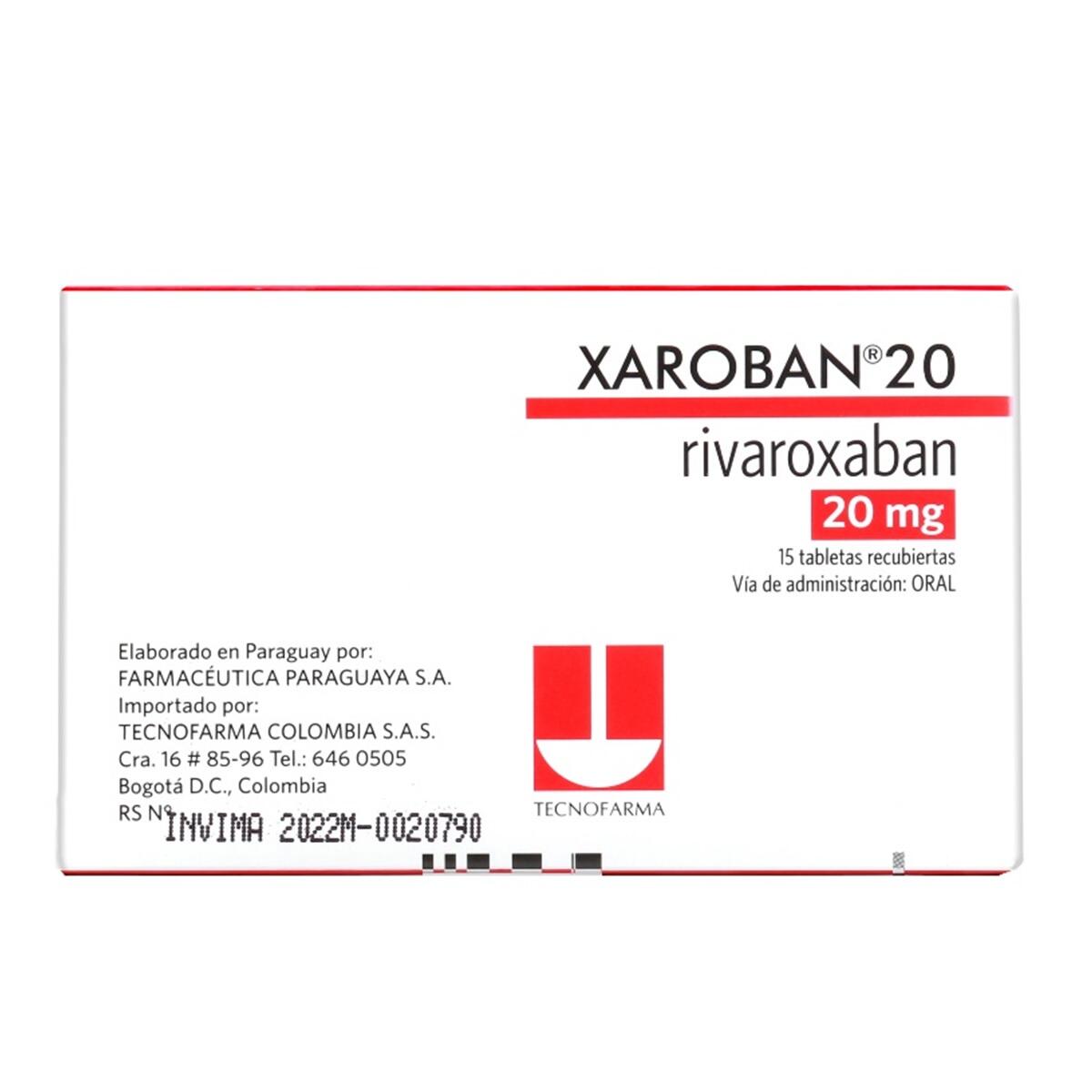Xaroban Rivaroxaban 20 Mg X 15 Tabl