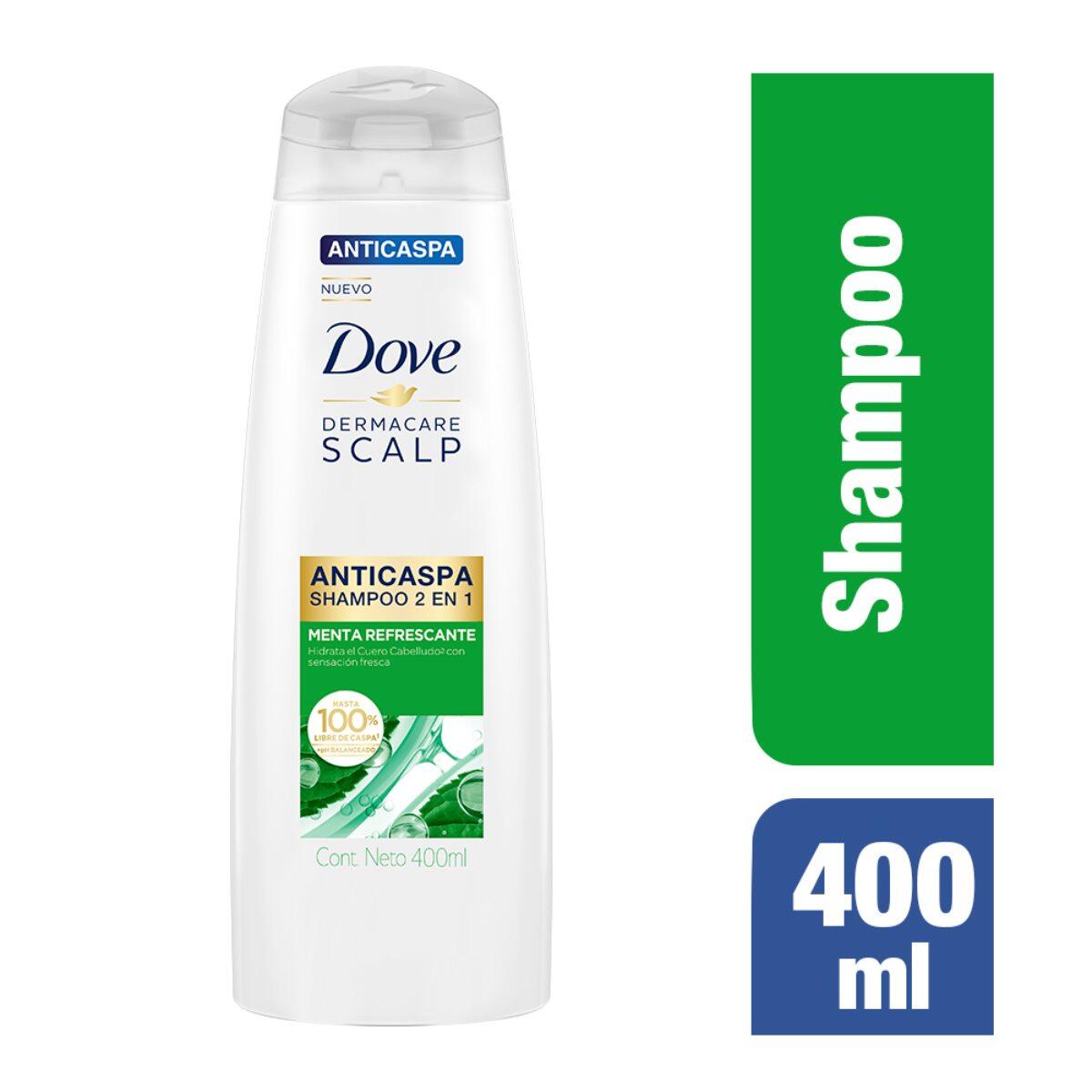 Shampoo Dove Anticaspa 2 En 1 Menta Refrescante X 400 Ml