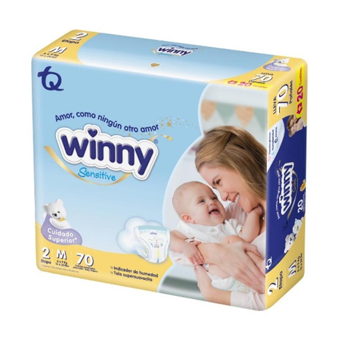 Panal Winny Sensitive Talla M/2 X 70 Und Gratis Toallas Humedas