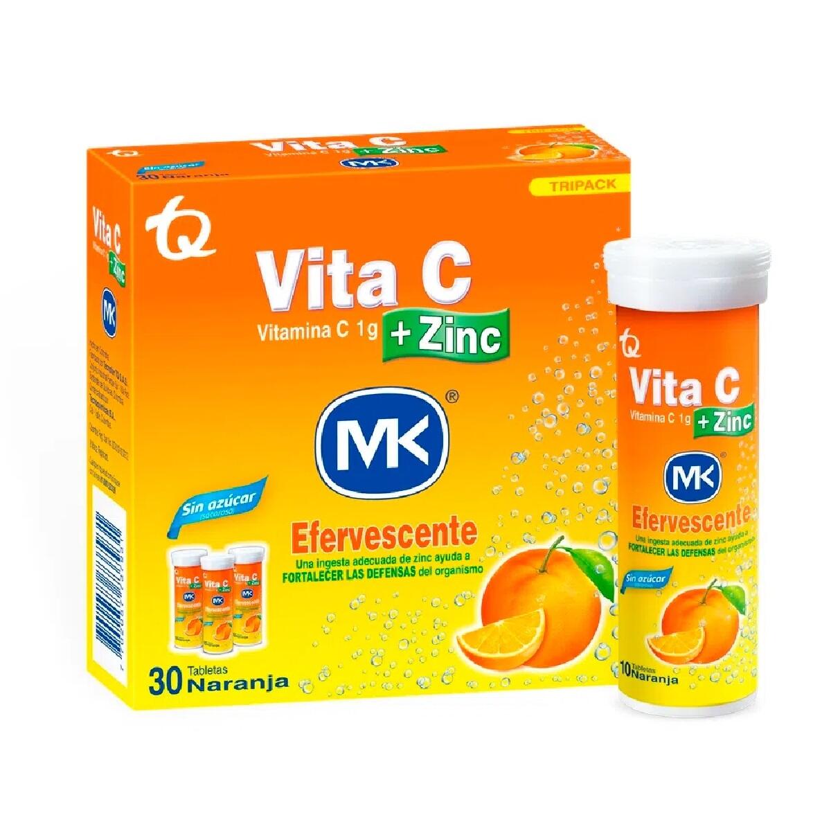 Vita C + Zinc Naranja Tripack X 30 Tabletas Efervescentes