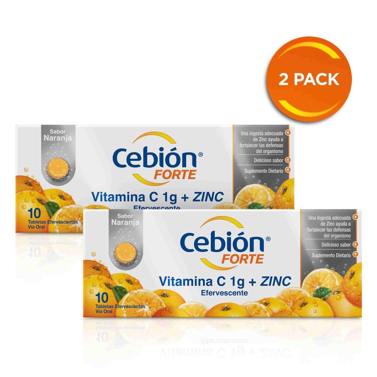 Cebion Forte Vitamina C 1 G Efervescente Naranja X 10 Tabl X 2 Und Pack Ahorro