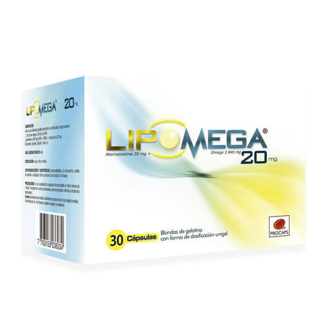 Lipomega Atorvastatina/omega 3/20 Mg X 30 Cap