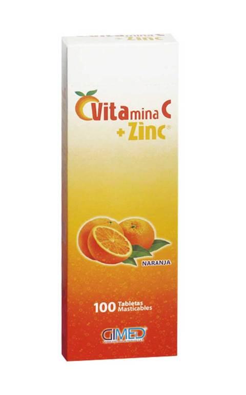 Vitamina C + Zinc Naranja X 100 Tabletas Masticable