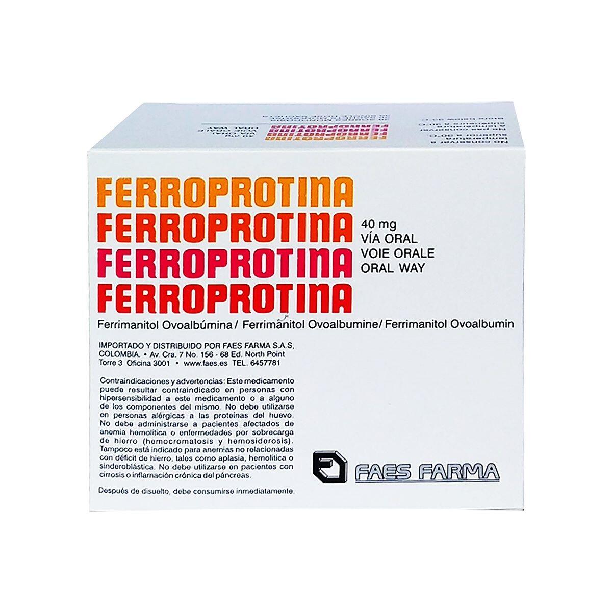 Ferroprotina Hierro Ferrico 40 Mg X 30 Sobres