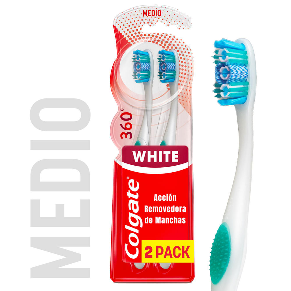Cepillo Dental Colgate 360 Luminous White Medio 2x1