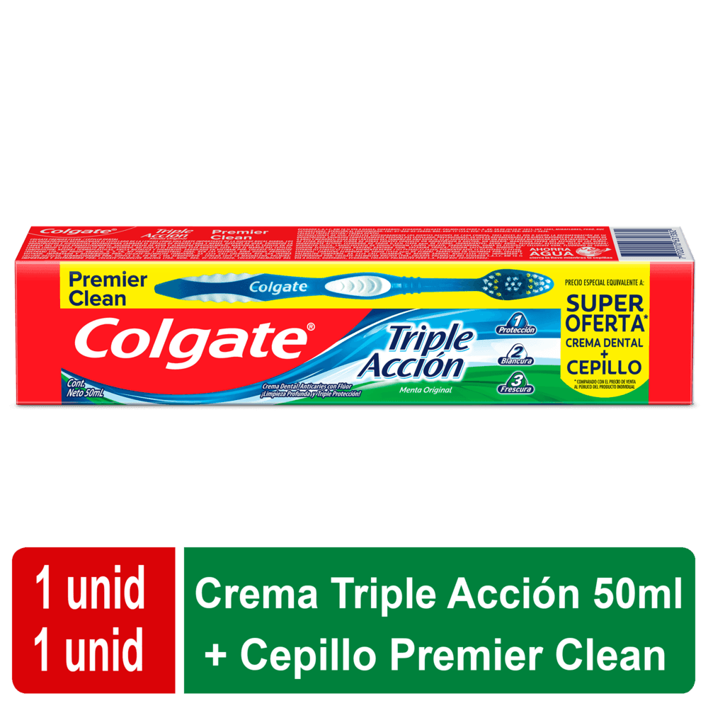 Crema Dental Colgate Triple Accion X 50 Ml Gratis Cepillo