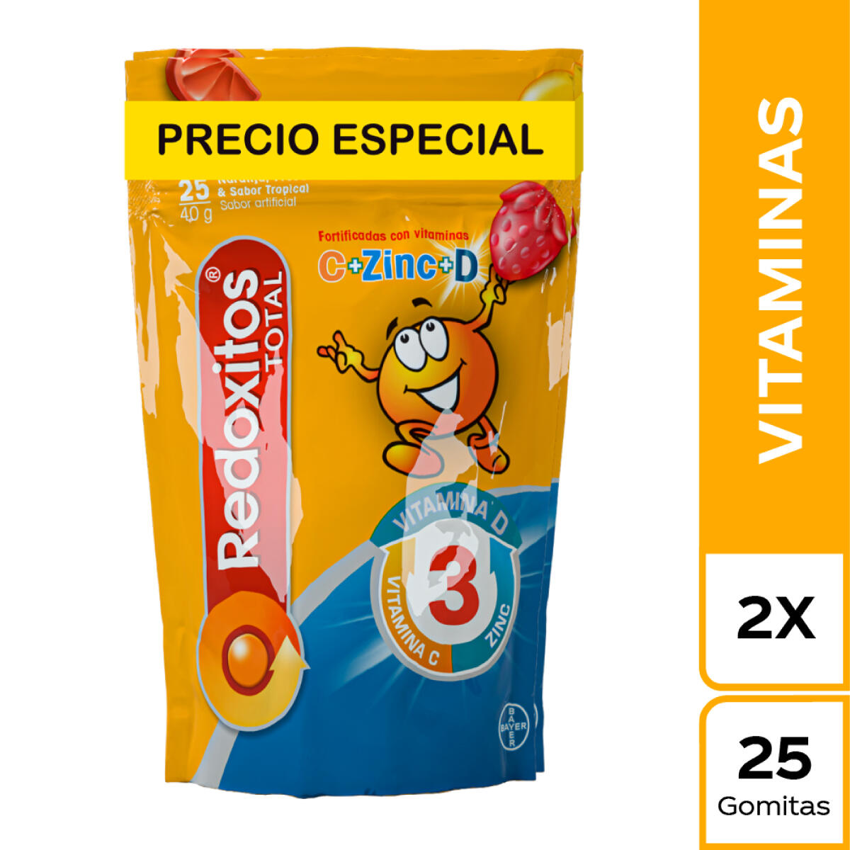 Redoxitos Total Naranja Dos Bolsas X 25 Gomas Precio Especial