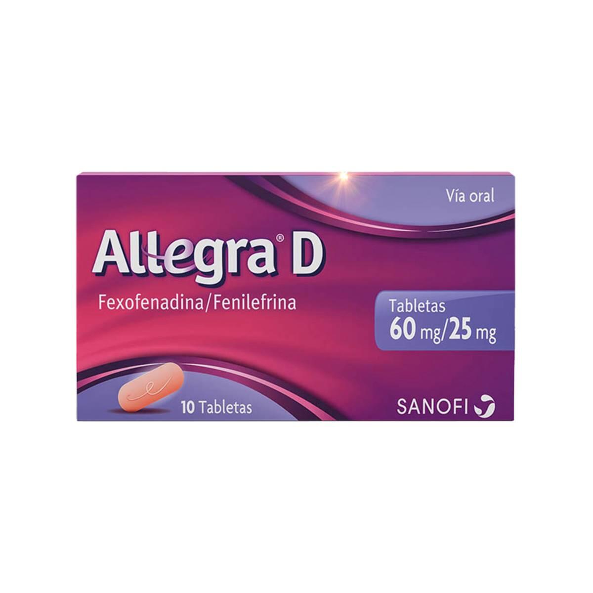 Allegra D Fexofenadina/fenilefrina 60/25 Mg X 10 Tabl