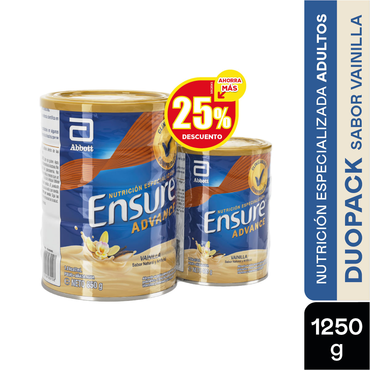 Ensure Advance Polvo Vainilla X 850 Gr + Tarro X 400 Gr Precio Especial