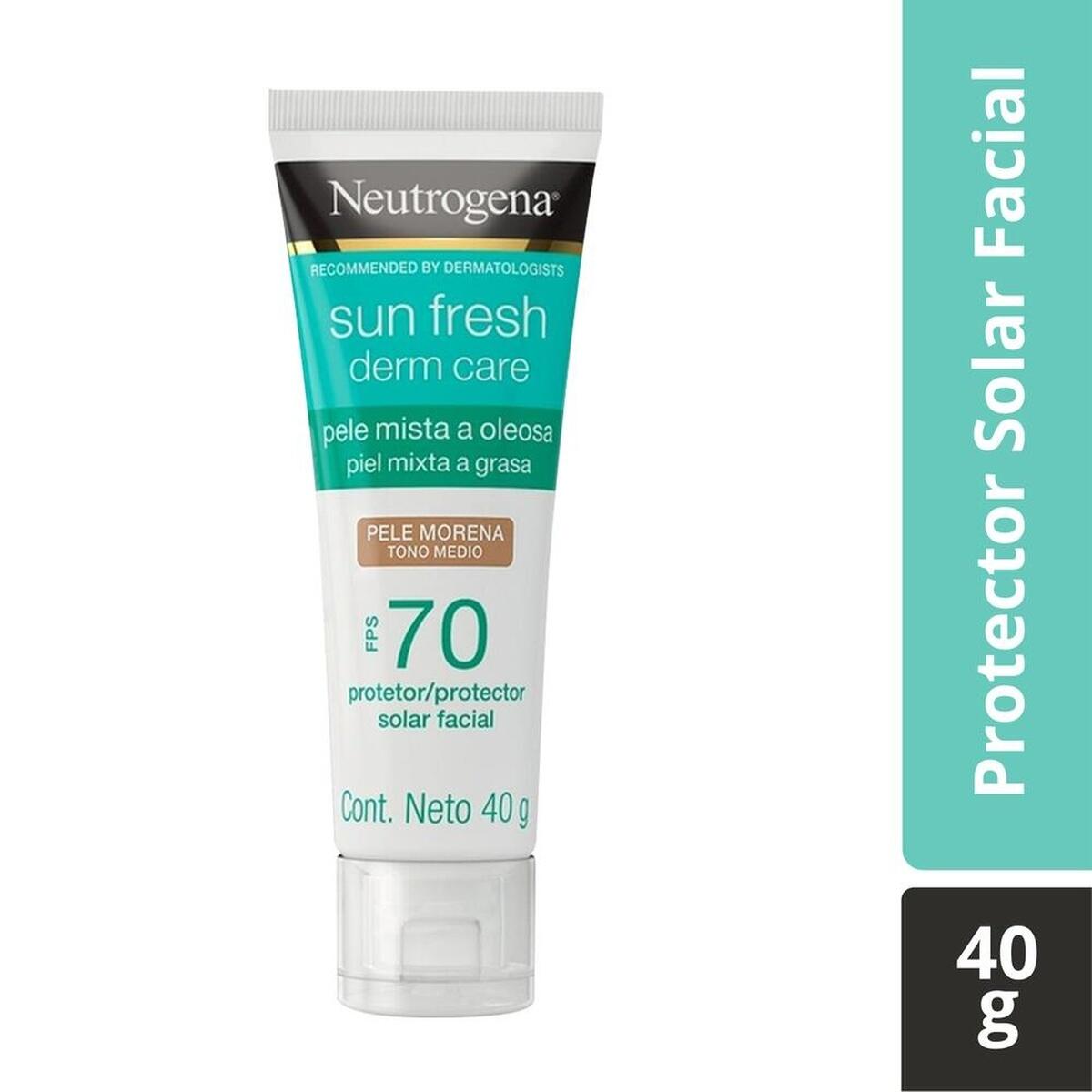 Protector Solar Facial Neutrogena Sun Fresh Derm Care Piel Morena Tono Medio Spf 70 X 40 Gr