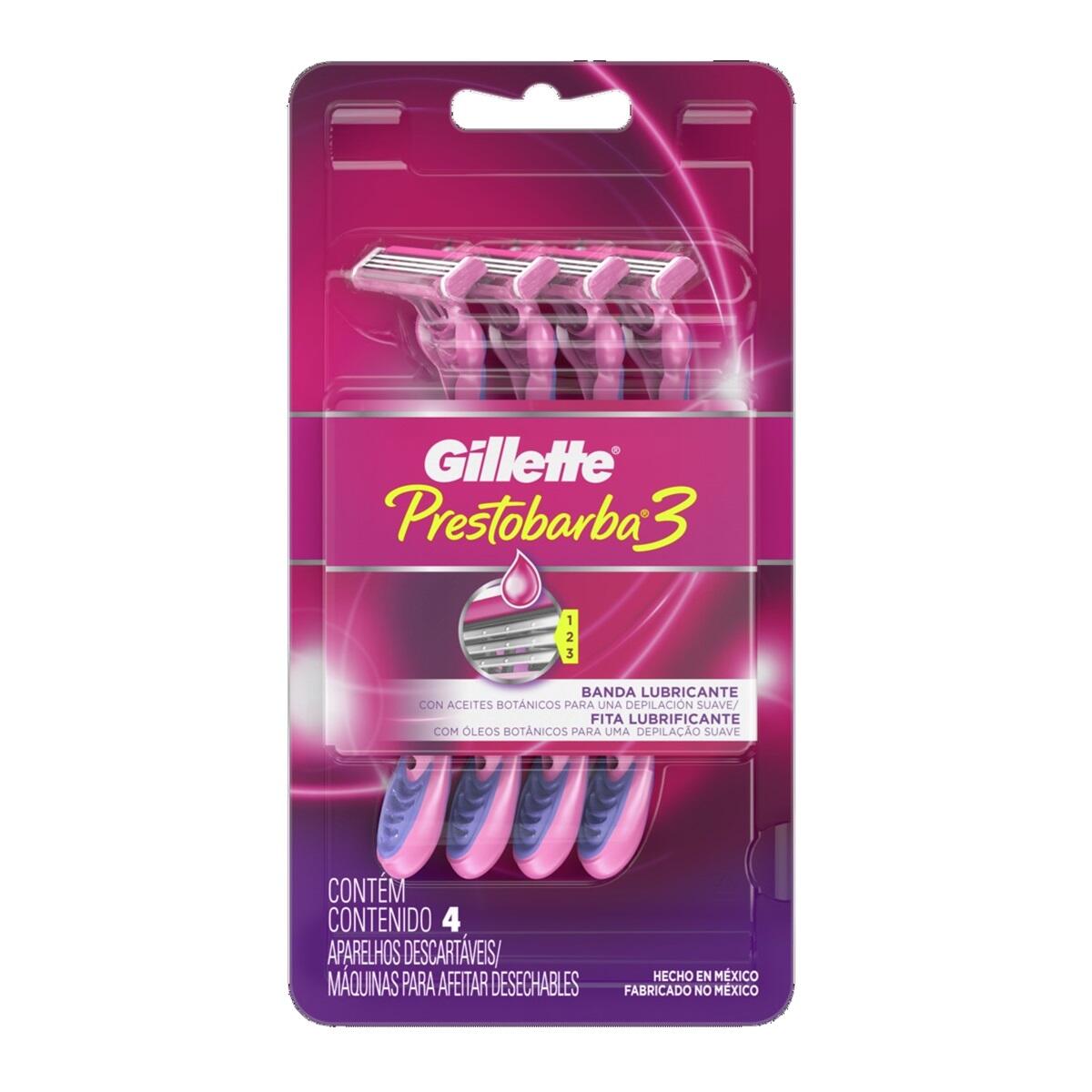 Maquina Afeitar Gillette Prestobarba 3 Mujer X 4 Und
