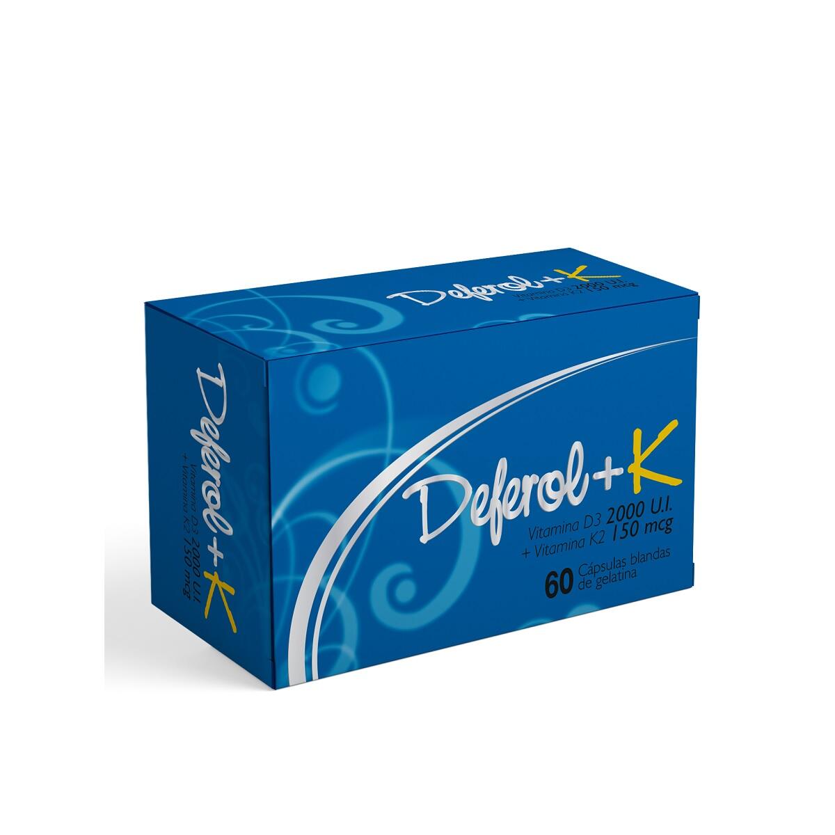 Deferol + K Vitamina D3/vitamina K2 2000 Ui/150 Mcg X 60 Cap