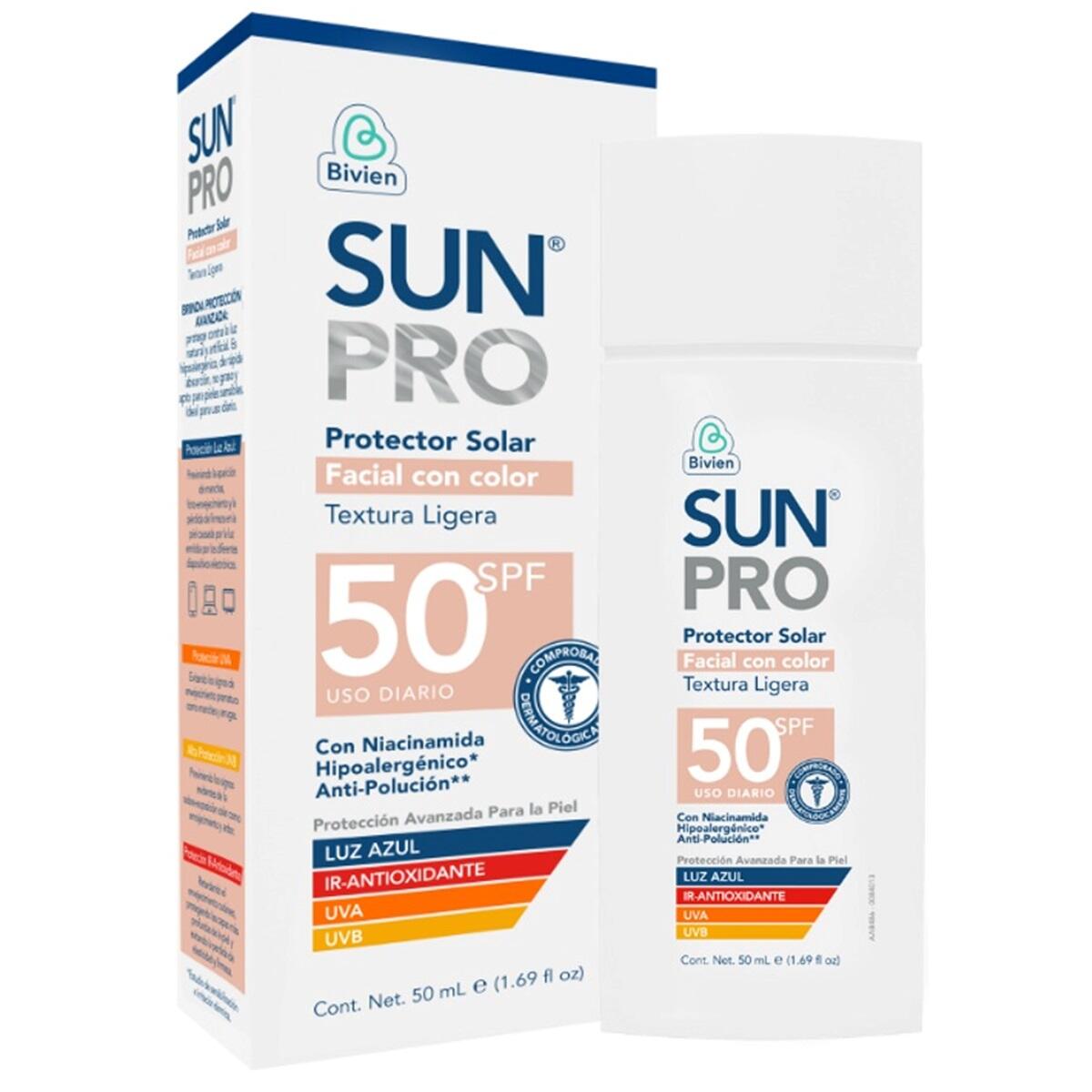 Protector Solar Facial Sunpro Con Color Spf 50 X 50 Ml