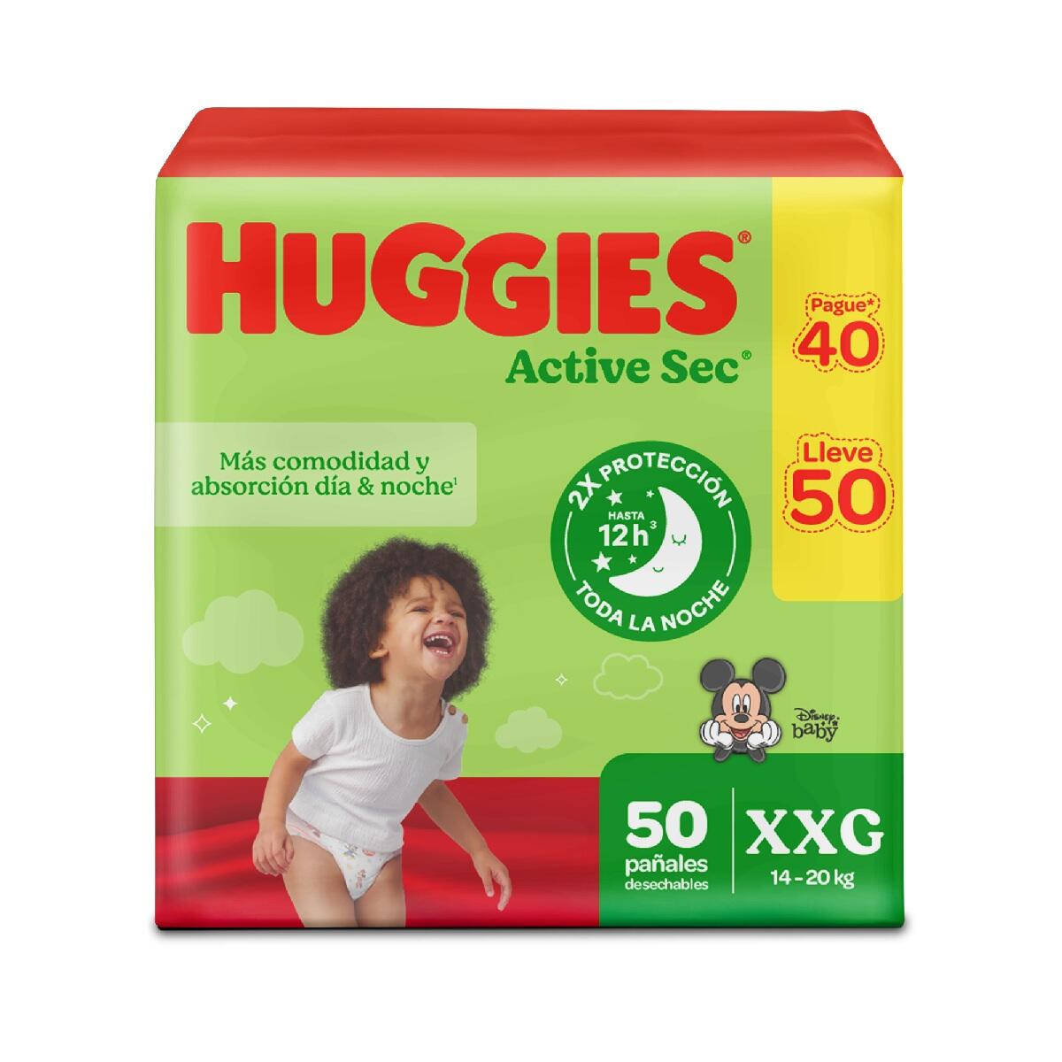 Panal Huggies Active Sec Talla Xxg/5 Pague 40 Lleve 50 Und