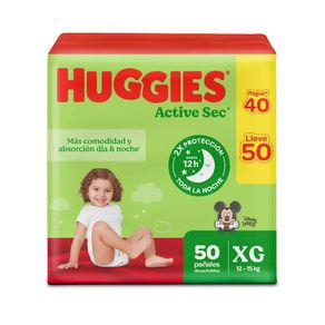 Panal Huggies Active Sec Talla Xg/4 Pague 40 Lleve 50 Und