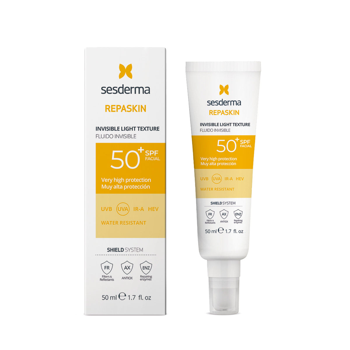 Protector Solar Facial Repaskin Fluido Invisible Spf 50+ X 50 Ml