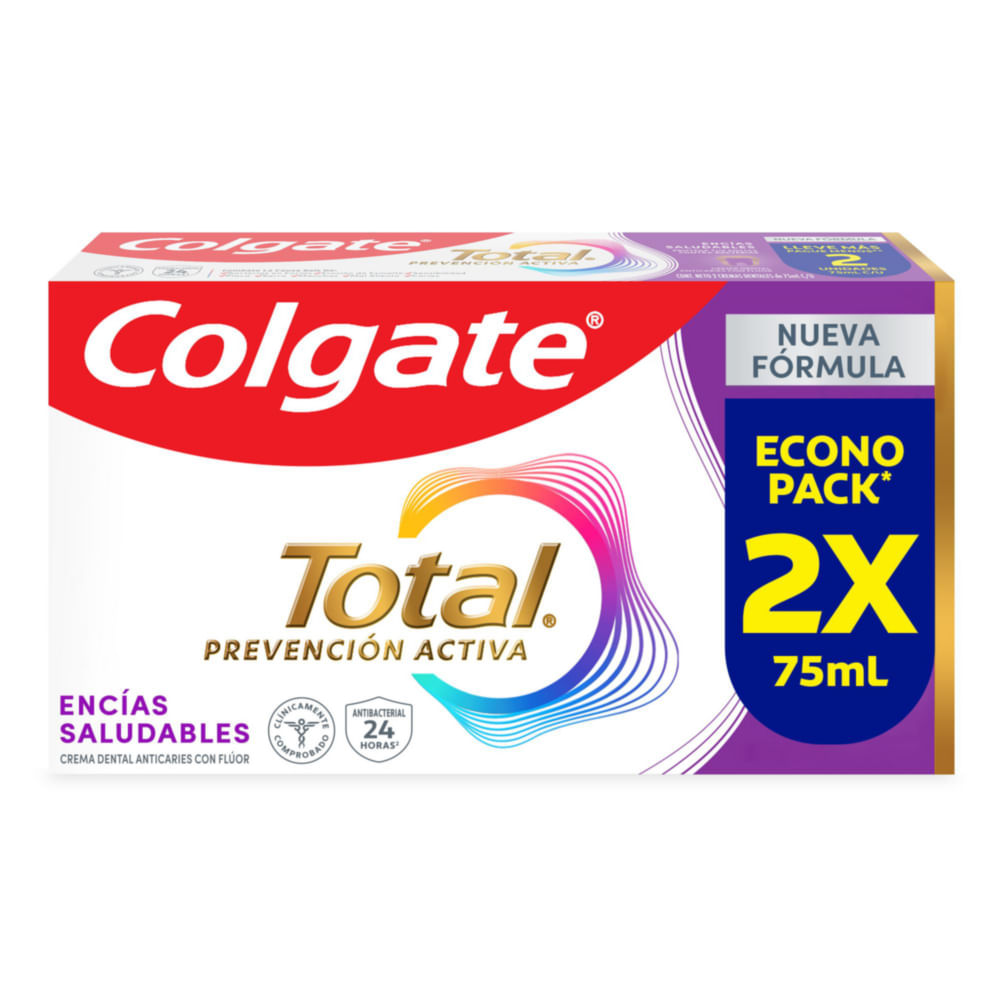 Crema Dental Colgate Total 12 Encias Reforzadas X 75 Ml X 2 Und Econopack